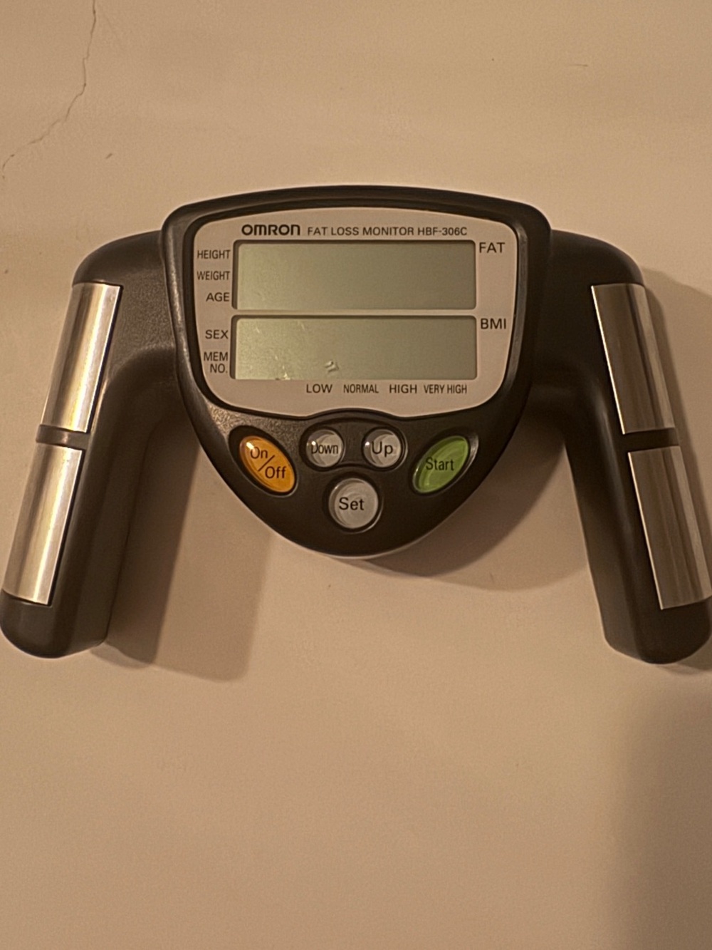 OMRON Handheld Body Fat & BMI Monitor in Black and Silver